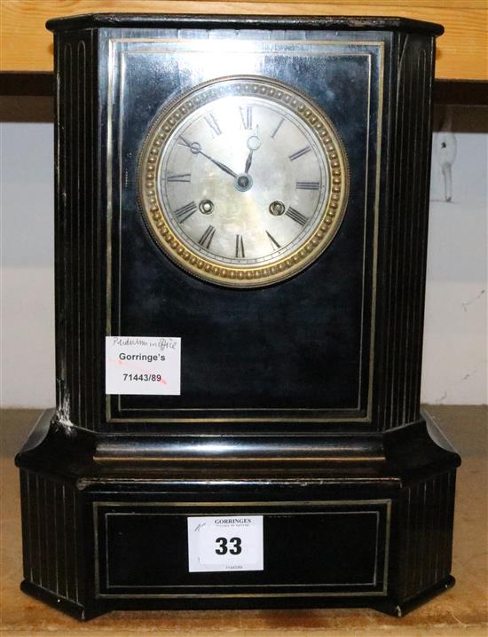 Victorian ebonised mantel clock(-)